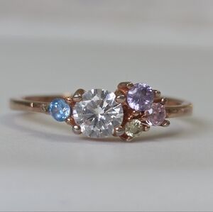 Spring Pastel Coloured Stones Rose Gold Plated S925 Sz 10